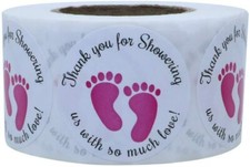 1.5 Inch Round Baby Shower Stickers, Thank You for Showering Us with So Much
