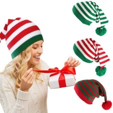 Xmas Christmas Unisex Knitted Winter Santa Cap Crochet Pom Bobble Beanie Hat