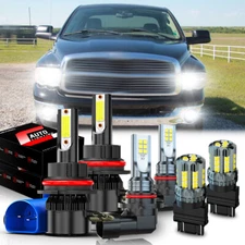 For 2003-2005 Dodge Ram 1500 2500 3500 6X 6000K LED Headlight+Fog Light Bulbs