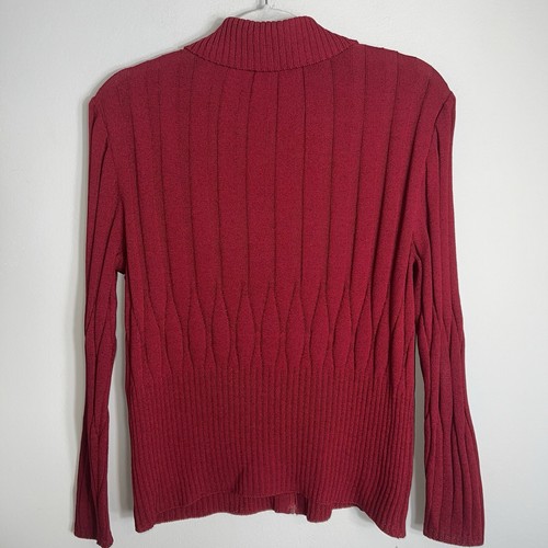 St John Collection Full Zip Cardigan Sweater-Burgundy Red-Size 6 - Picture 9 of 11