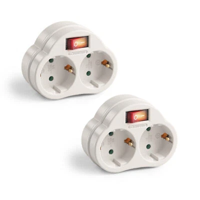 PERFECT EQUIPMENT FOR YOUR HOME 2x Perfect Mehrfach-Steckdose mit An/Aus Schalter Zwischenstecker 2x Buchse