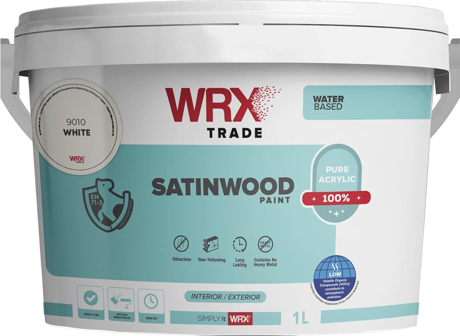 WRX Trade Satinwood Paint – Brilliant White - Water Based 1L