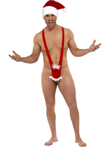 Mankini Da Uomo Adulto Costume Divertente Regalo Per Il Segreto Babbo Natale