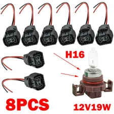 8x Wire Pigtail Female PS24W 5202 H16 Two Harness Fog Light Bulb Connectors