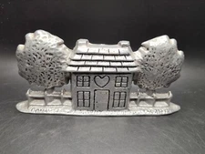 Vintage Primitive Country at Heart Saltbox House Taper Candle Holder Pewter?