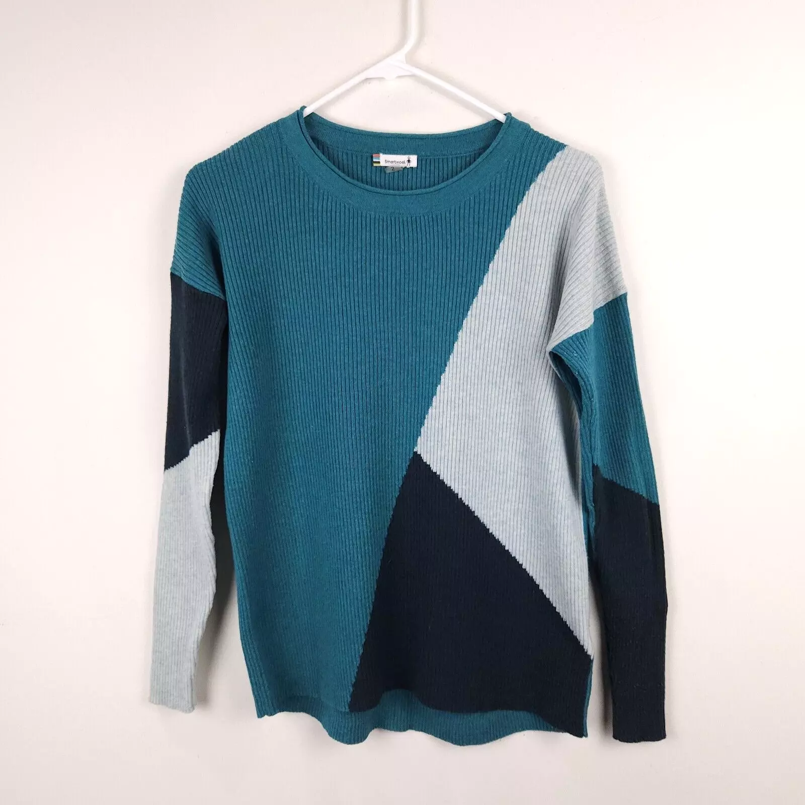 smartwool ribbed round neck wool nylon long sleeve sweater