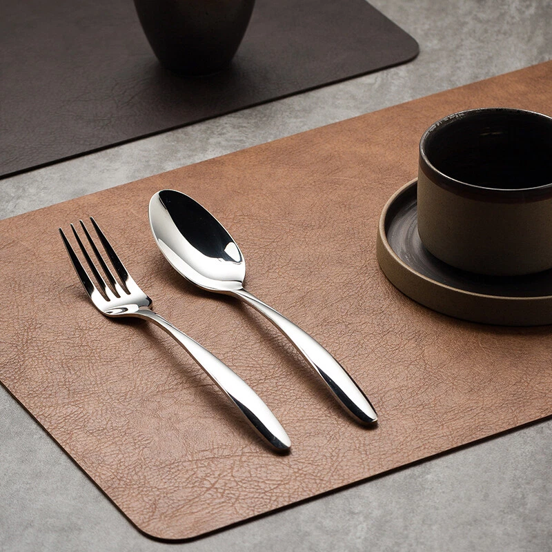 1/2/4 x Faux Leather Placemat Table Mat Heat Resistant Non-Slip Dining Decor Set - Image 3 of 4