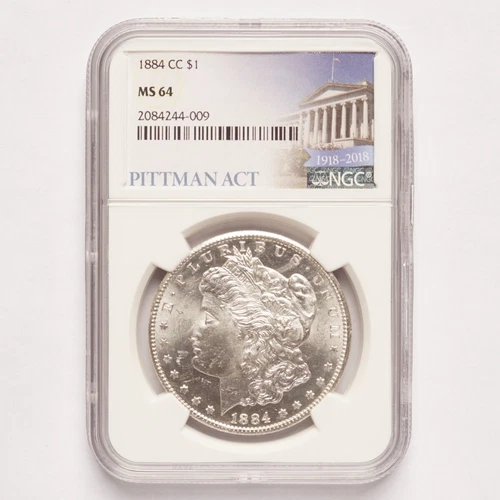 1884-CC Morgan Silver Dollar NGC MS64 Pittman Act