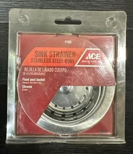 Ace Sink Strainer Fixed Post Basket Kitchen Stainless steel  41980 Chrome, NEW