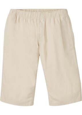 Bermuda mit Leinenanteil Loose Fit Gr 50 Sandbeige Herren Leinen-Shorts Neu*