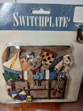 FIGI 1997 Hand Painted Light Switch Double wall Plate Kids Toy Chest. 5" X 5"