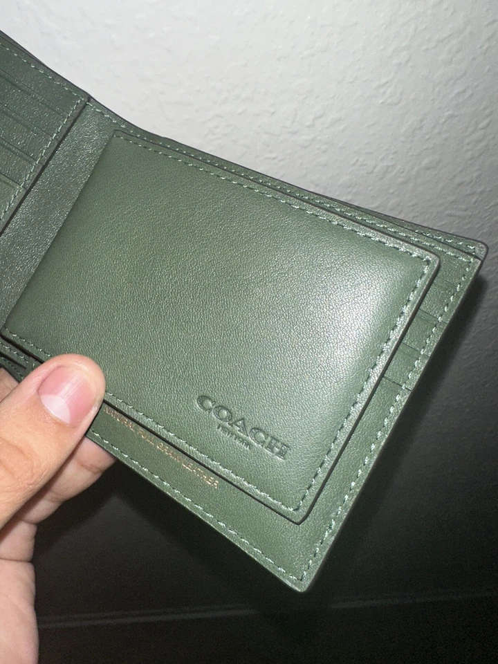 Coach 3 in 1 Wallet in Burnished Leather, Amazon Green - Image 4 of 4