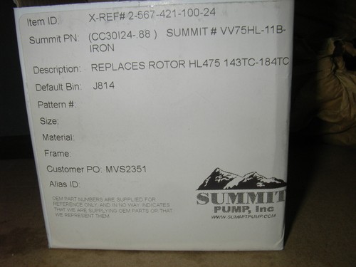 NEW: Summit Pumps ROTOR. 3.368" OD x 7/8" Shaft Bore. - Picture 3 of 9