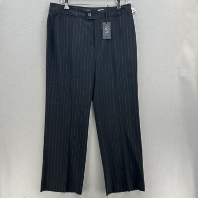 NYDJ Women's Black Stripped Dress Pants Size 14P Business