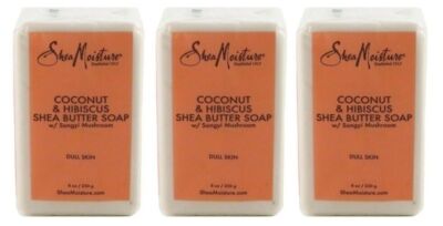 BL Shea Moisture Soap 8oz Bar Coconut & Hibiscus Shea Butter X 3 Counts