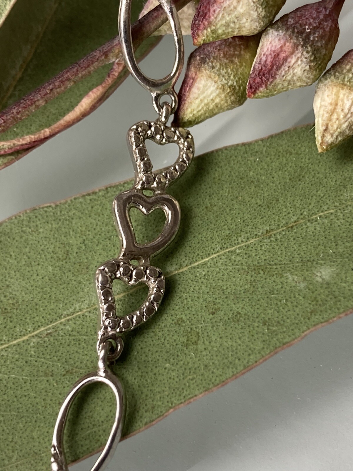 Sterling 925 Solid Silver Heart Infinity Chain Br… - image 4