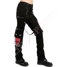 Men Gothic Pant Red Super Skull Gothic Cyber Chain Goth Jeans Punk Rock Trousers