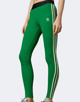 adidas originals adicolor three stripe trefoil legging in green