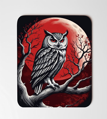 Moonlit Night Owl Gothic Art Desk Mouse Pad 8''x9.5'' Non Slip Rectangle Mousepad