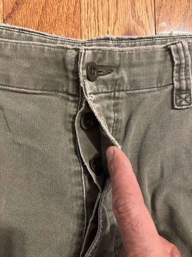 Pantalones cortos de carga de colección Abercrombie Fitch excedentes pesados verde con botones mosca talla 34 - Imagen 4 de 12