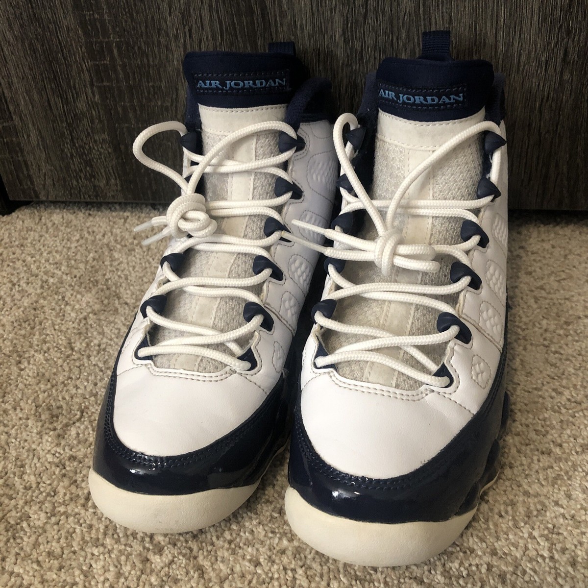Nike Air Jordan Retro 9 Pearl Blue UNC GS 302359-145 Sz 6Y
