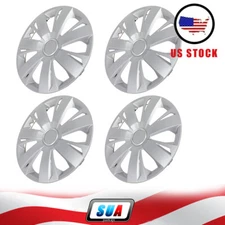 Set of 4 Wheel Hub Caps 15 Inch Fits All Makes Models Wheel Cover Kit Silver