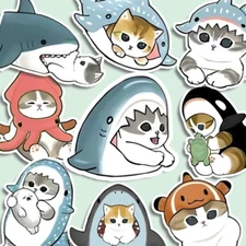CATSHARK Stickers, Cat in Costumes Stickers - Kawaii SharkCat Stickers USA