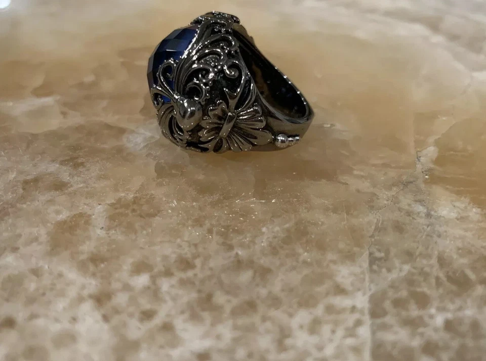 Nuevo Anillo Stephen Webster Plata Tiburones Mandíbula Ágata Azul Foto 3 de 4
