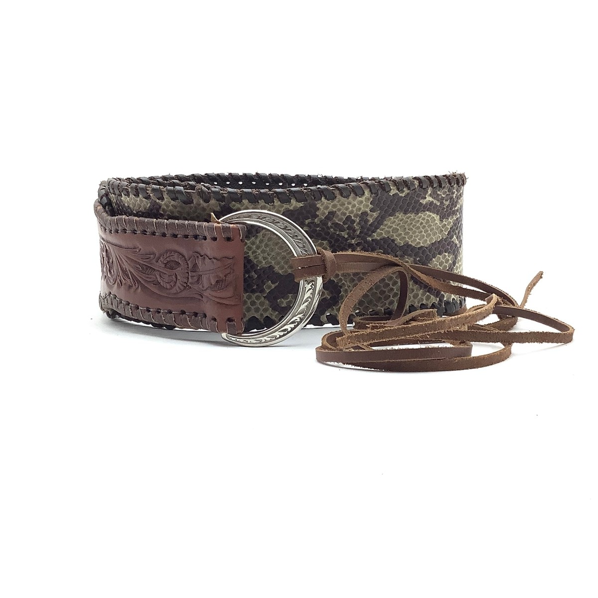 Horse Shoes Brand Leather Belt Mens WESTERN LEATHER Horse Shoe RODEO Embroidered Leather  main image 4