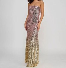 Violet Weekend Juniors' Womens Pink/Gold Ombre Sequin Evening Gown Size 1/2