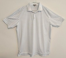 Peter Millar Summer Comfort Polo Shirt Mens XL White Blue Striped