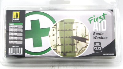 AMMO AMIG-7447 First Aid Basic Washes (Weathering Products) Enamel Color Set