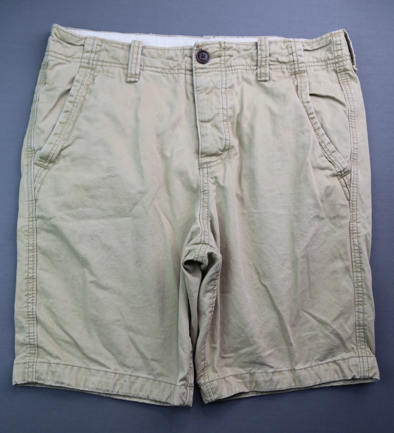 Men's Abercrombie and Fitch Button Fly Chino Shorts Beige Size 32