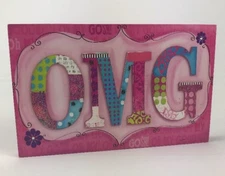 Square One OMG Sign 3D Wall Decor Home Pink Glitter Patchwork Girls Room