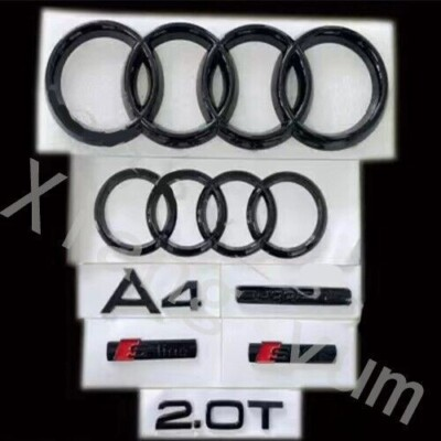 #ad For Audi A4 Emblem Gloss Black Rings Rear Quattro 2.0T Sline 07 2017 Combo Kit C $76.31