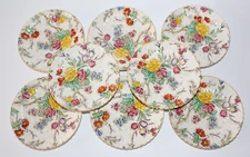 BOOTHS China SAUCERS 'Tapestry' 8 Floral Pattern ENGLAND 5 5/8" Antique 