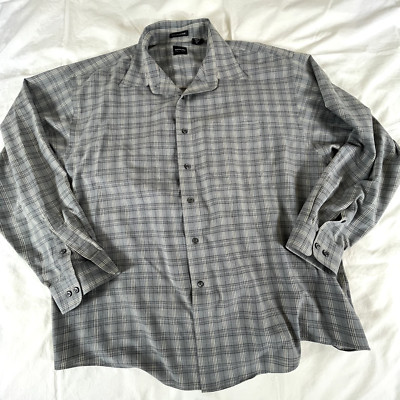 ARROW WRINKLE FREE Gray Plaid XL Button Down Shirt