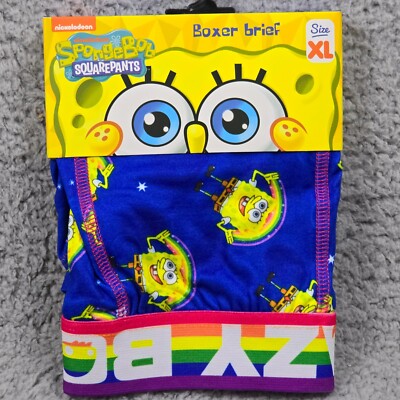 CRAZY BOXERS Briefs SPONGEBOB MENS XL BLUE SQUAREPANTS Underwear NOVELTY NWT