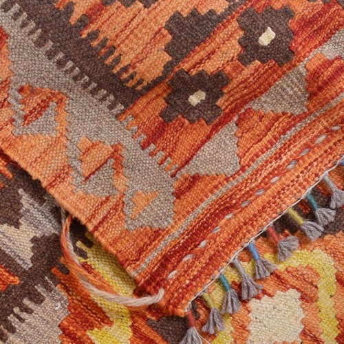 Handmade Wool Afghan Runner Rug Chobi Vegetable Kilim Flatweave 6.2x2.8 ft - Picture 6 of 8