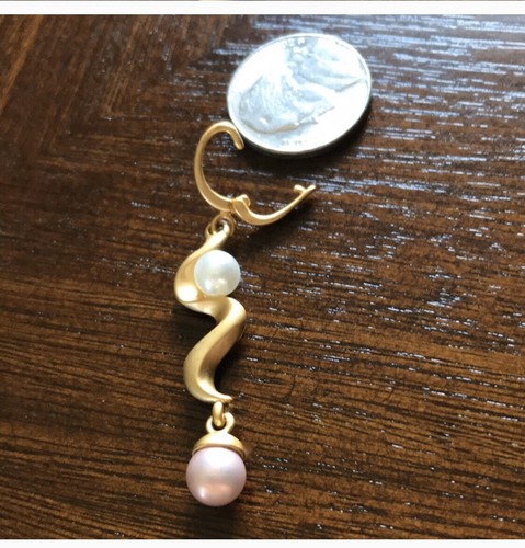 Premier Designs Pendant. Matte gold Plated With 2 faux Pearls. Dangle - Picture 7 of 8
