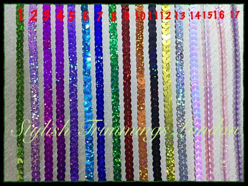 CORDA STRINGA OLOGRAMMA PAILLETTES 6mm TONDA CUCITA RIFINITURA ABITO ARTIGIANATO-17 COLORI - Foto 6 di 18