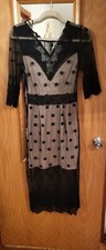 Forever 21 Small  Long Sleeve  Sheer Mesh Black Dress Stars Nude
