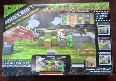 Minecraft Stop-Motion Movie Creator Unopened Mojang, 15 Props and 4 Mini-Figures