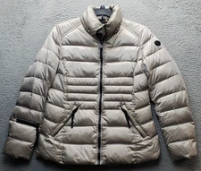 Andrew Marc Puffer Jacket Women Large Brown 650 Packable Down Mock Neck Full Zip