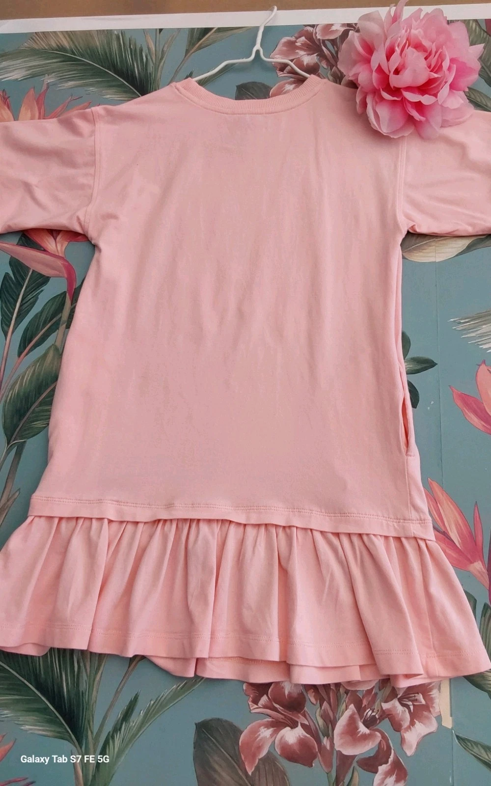 Abito rosa Moschino bambini ragazze logo orsacchiotto maniche corte bordo con volant