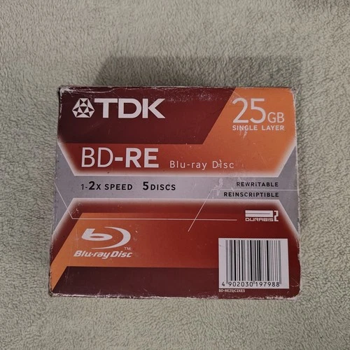 5x Disques Blu-ray Réinscriptible TDK - BD-RE 2x 25Gb Simple couche