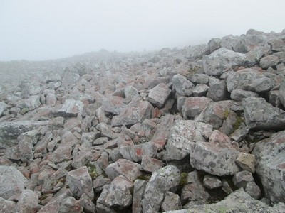 Photo A3 Misty summit ridge of Schiehallion Dunalastair  c2013