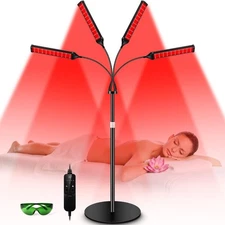 Red Light IR Therapy 4 Head Infrared Lamp with Adjustable Stand - Body Face Skin