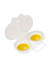 Nonstick Poached Egg Maker, BPA-Free Microwave Cooker with Lid, 2 Cavity