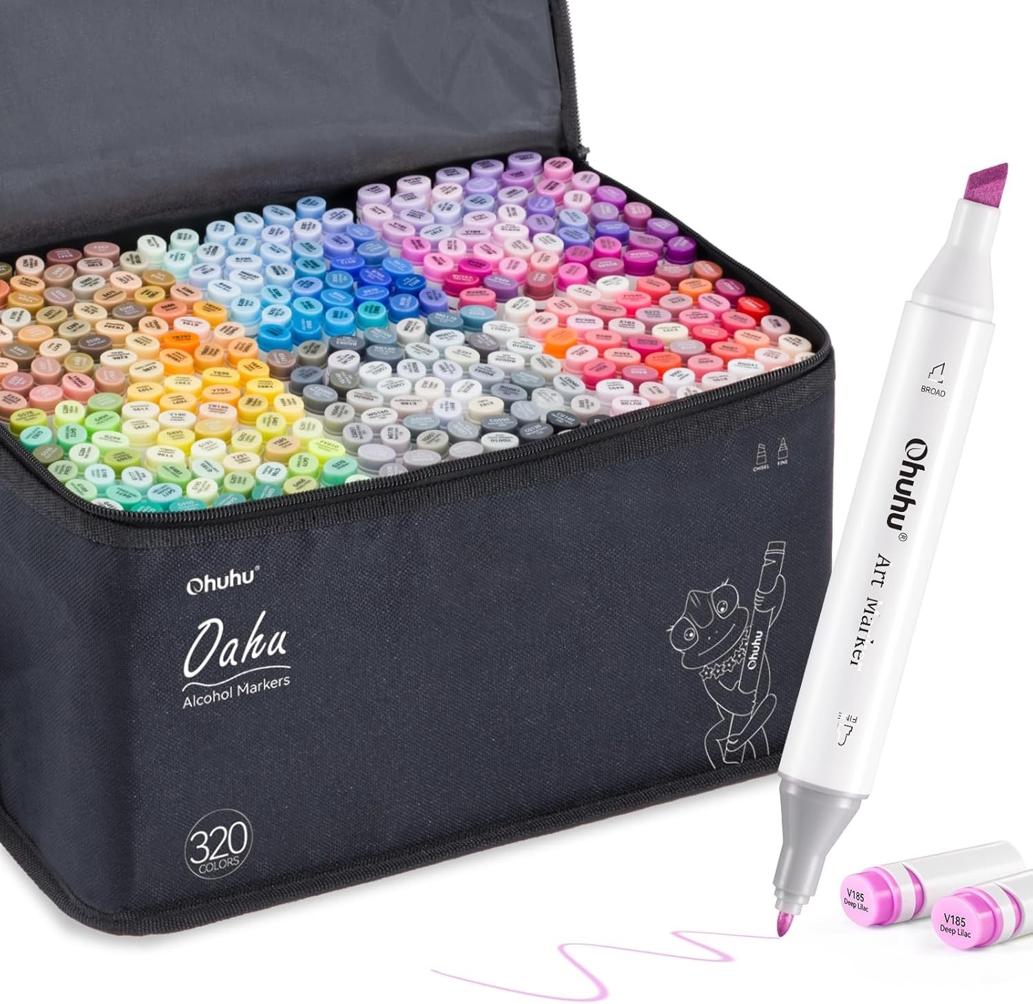 Marqueurs Ohuhu 320 couleurs double pointe pour dessiner sans laisser de trace